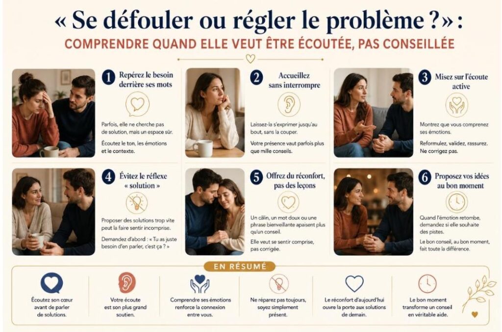 « Se défouler ou régler le problème ? » : comprendre quand elle veut être écoutée, pas conseillée