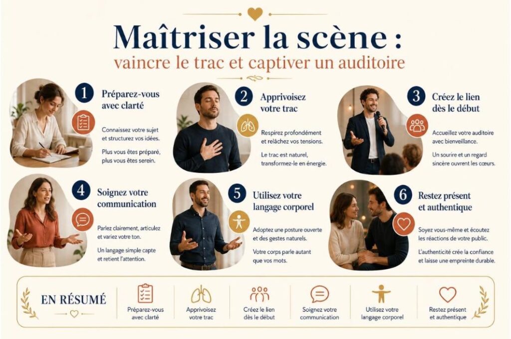 Maîtriser la scène : vaincre le trac et captiver un auditoire