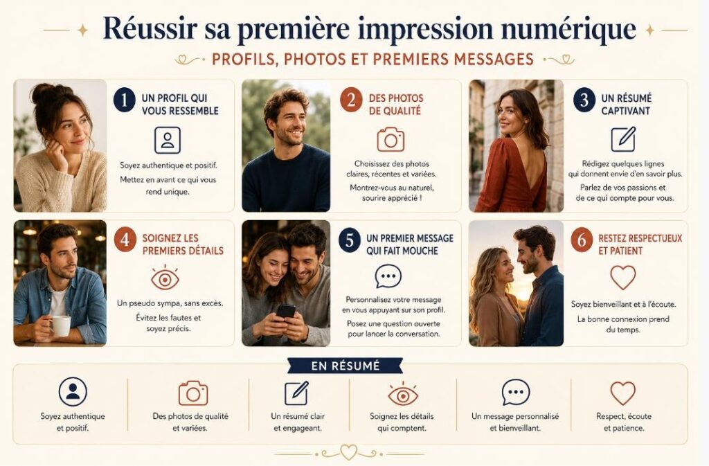 Réussir sa première impression numérique : profils, photos et premiers messages